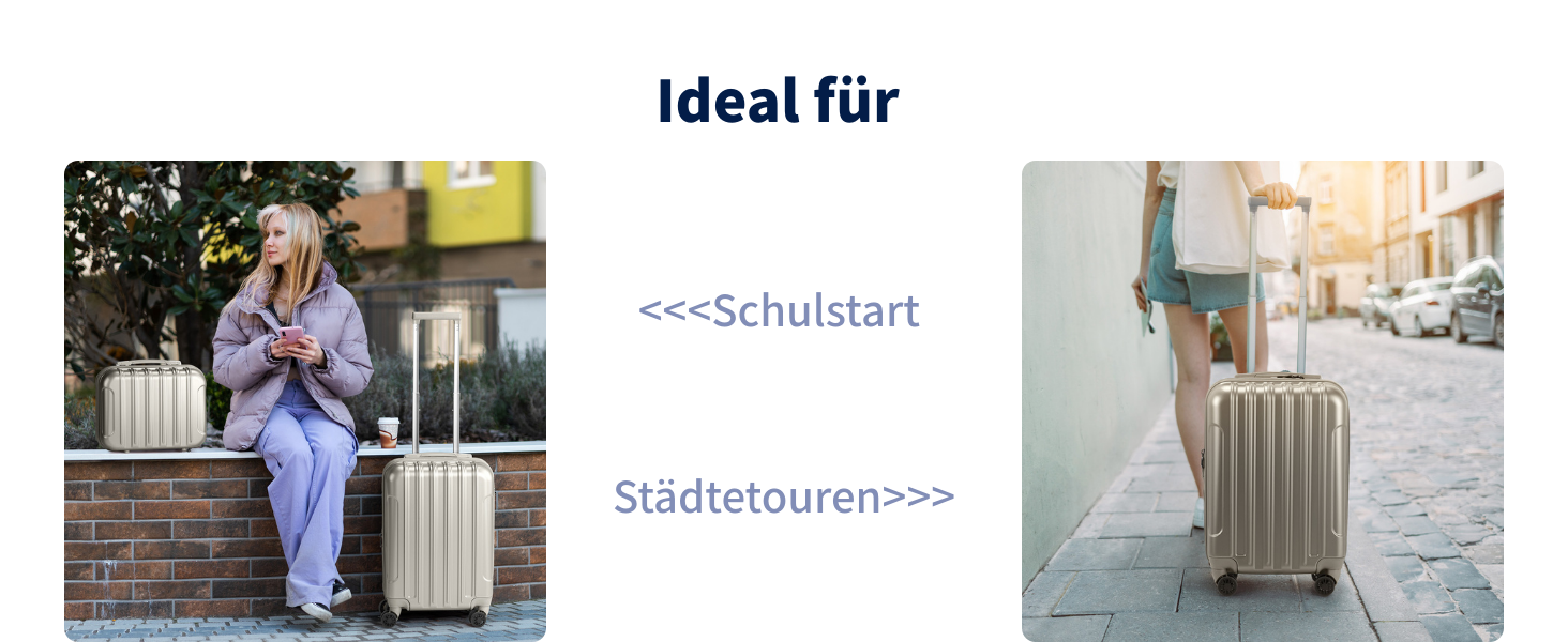 Набір валіз LEADZM 2 шт. з косметичною сумкою, жорсткий кейс-ролер ABS+PC, ручна поклажа, градієнтний дизайн (Space Gray)