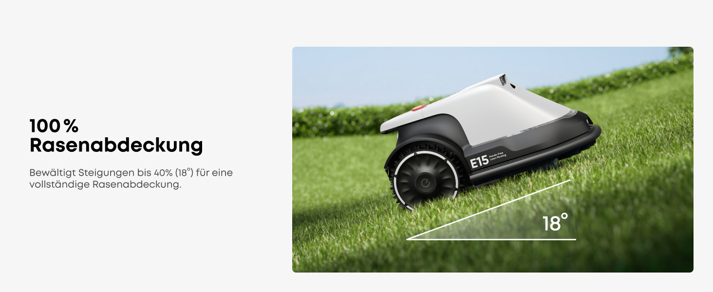 Робот-газонокосарка eufy E15 без дроту, до 800 м², TrueVision, навігація, уникнення перешкод, керування через додаток