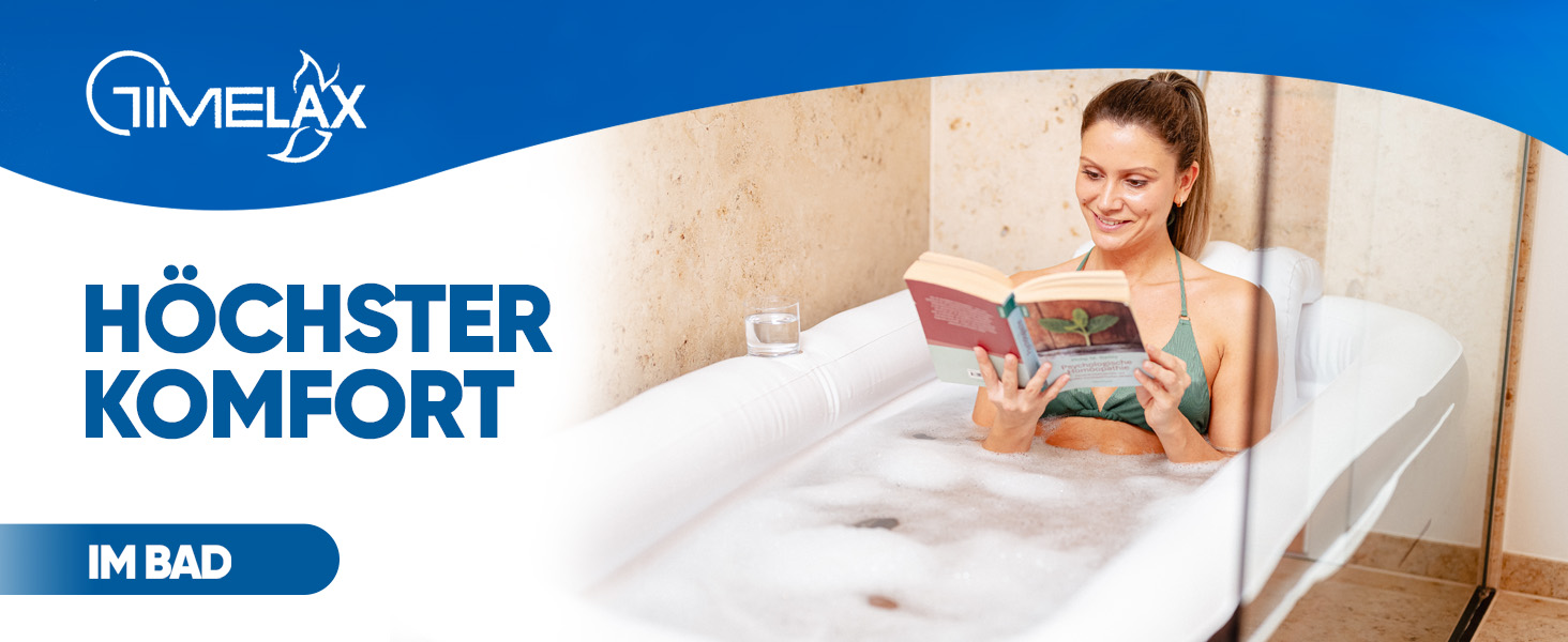 Надувна ванна TIMELAX® XL з ергономічною спинкою, 0,5 мм PVC, без BPA | Мобільна ванна для дорослих, чорна