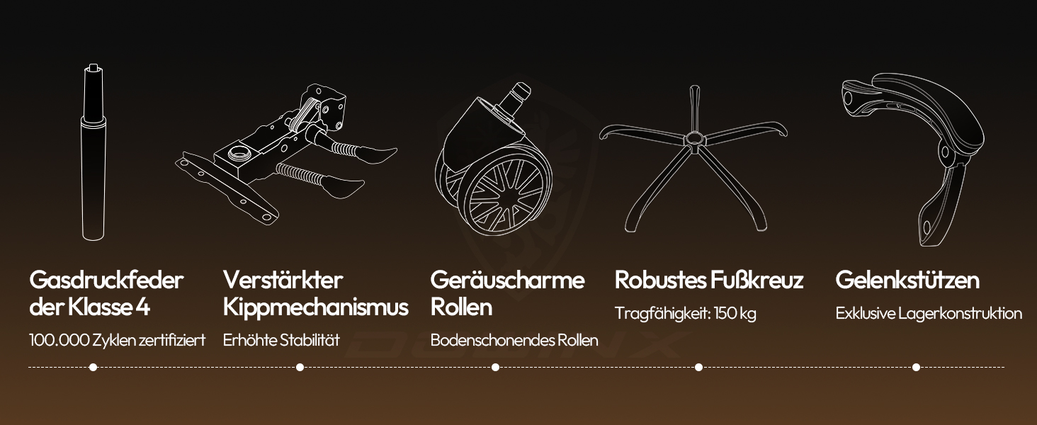 Ігровий крісло Dowinx з масажем, ергономічний дизайн, підтримка попереку та шиї, до 135 кг, шкіра, чорний (сірий), для дорослих