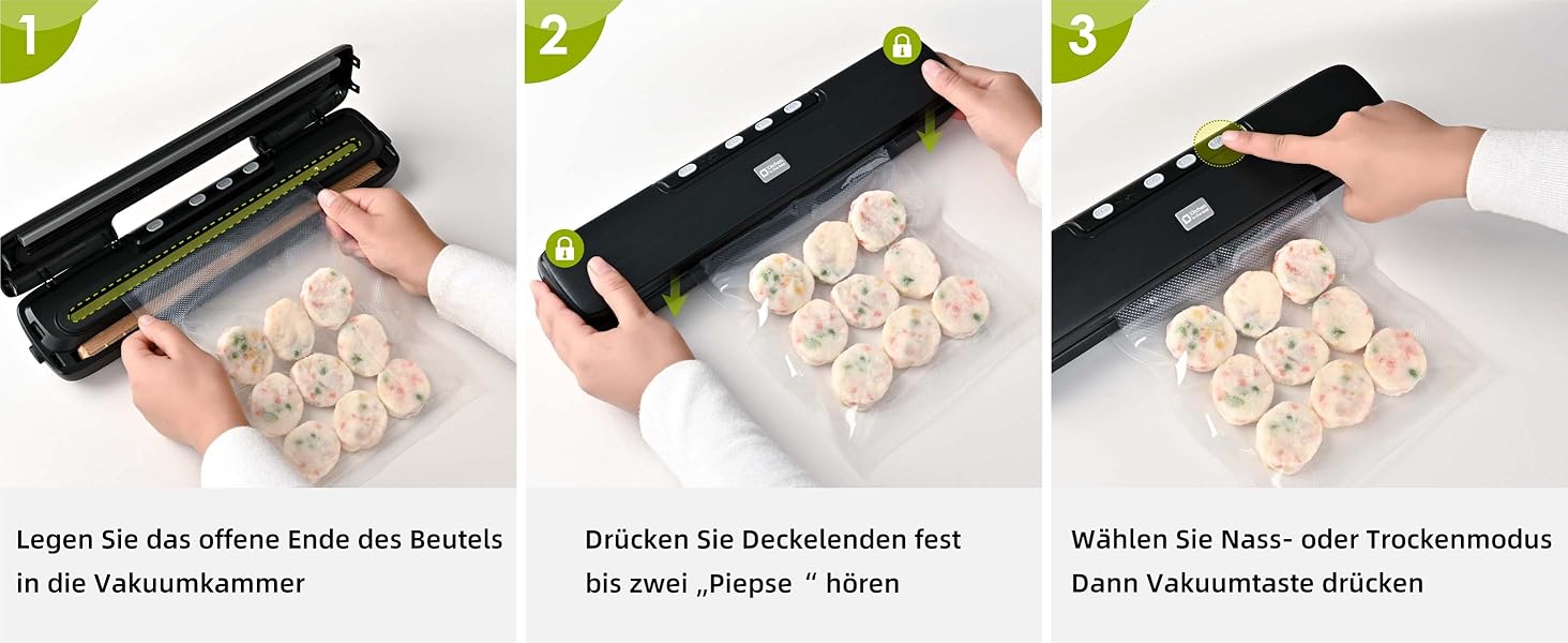 Вакууматор для продуктів 5-в-1 Kitchen in the box – автоматичний вакуумний пакувальник з режимами вологого та сухого запечатування, ширина шва 5 мм, комплект з 15 пакетами та шлангом