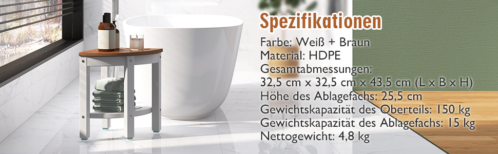 Крісло для ванної кімнати RELAX4LIFE з ручками та полицею, до 150 кг, коричнево-біле (Модель 1)
