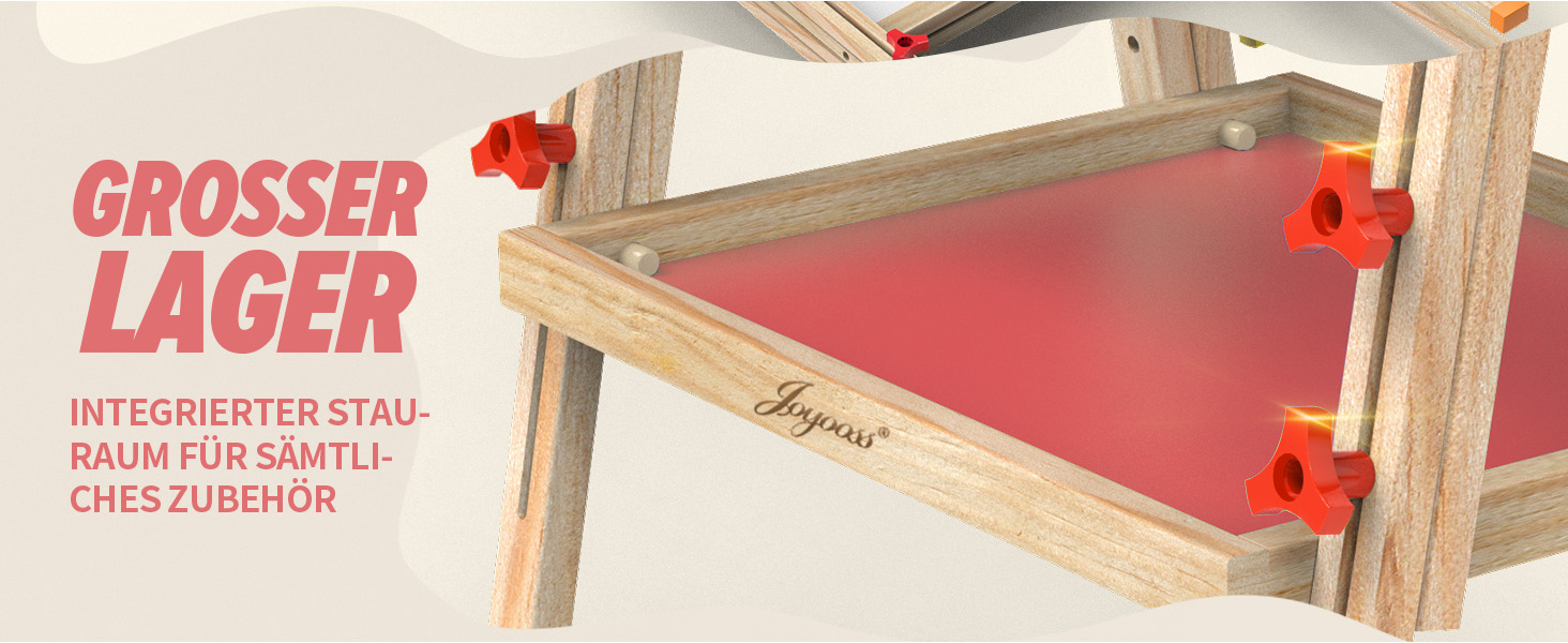 Мольберт для малювання Joyooss для дітей, регульований дерев'яний мольберт, двосторонній, сухий маркер, з аксесуарами для малювання, подарунок для дітей 4-8 років (РОЖЕВИЙ)