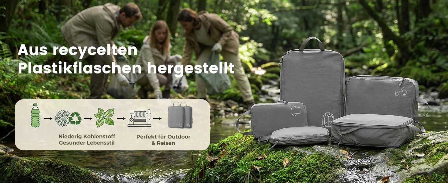 Набір компресійних органайзерів для валізи та рюкзака з нейлону, дорожні сумки-пакувальники для одягу, сірі, 5 предметів