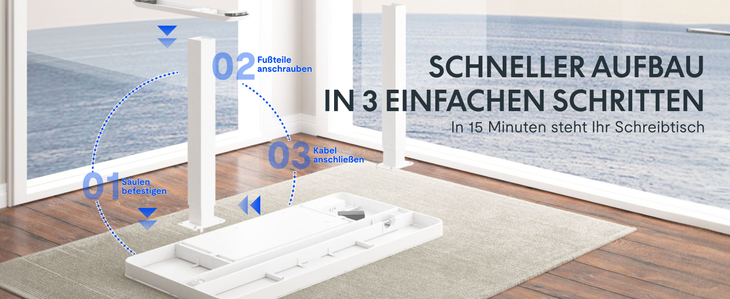 Електричний регульований стіл FLEXISPOT з підняттям, з USB та ящиком, скляна панель 120 x 60 см (сніжно-білий)