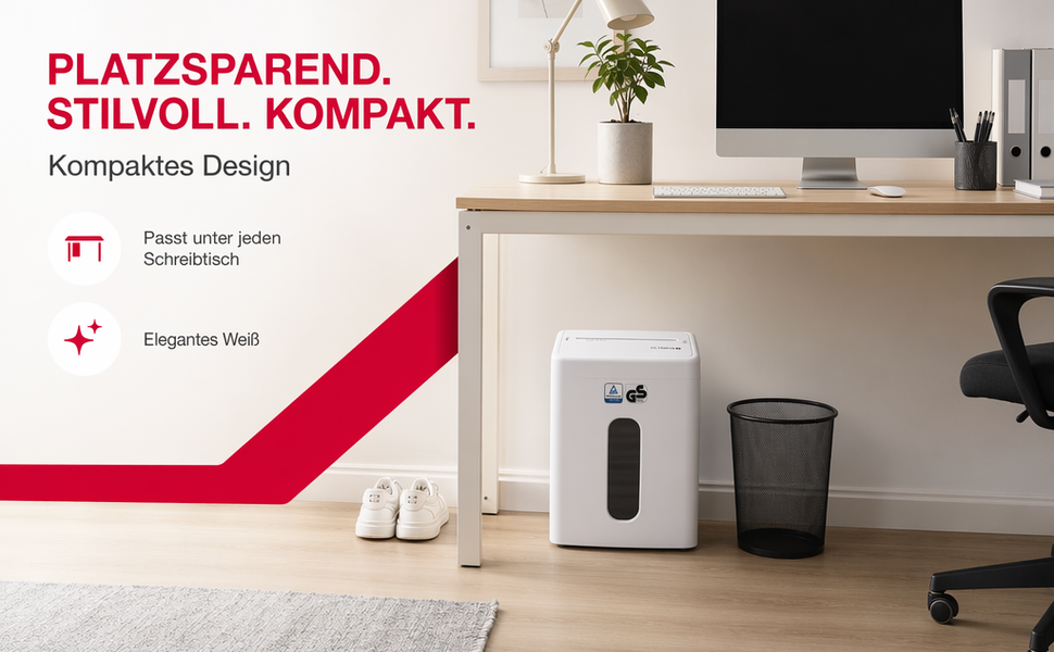 Шредер для паперу та кредитних карток Olympia CC 1010 S, знищення 10 аркушів, кошик 10 л, рівень секретності P4 (мікрорізка), білий