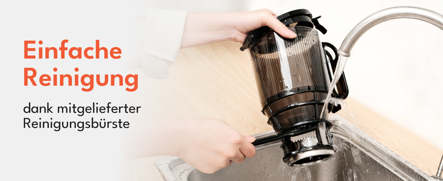 Електричний соковитискач LEBENLANG Slow Juicer з рецептами та великим соковидом 135 мм | Для фруктів, овочів, без BPA | Saftpresse | Green Press