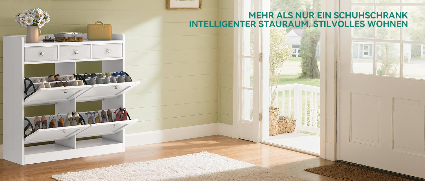 Шафа для взуття YITAHOME з металу, 3 дверцята з магнітними застібками, білий глянцевий колір, для передпокою та коридору