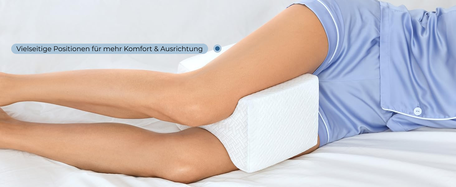 Ергономічна подушка між ніг 5 STAR UNITED з ефектом пам'яті (Memory Foam) для сну на боці, при болях у спині, стегнах та сідничному нерві, біла