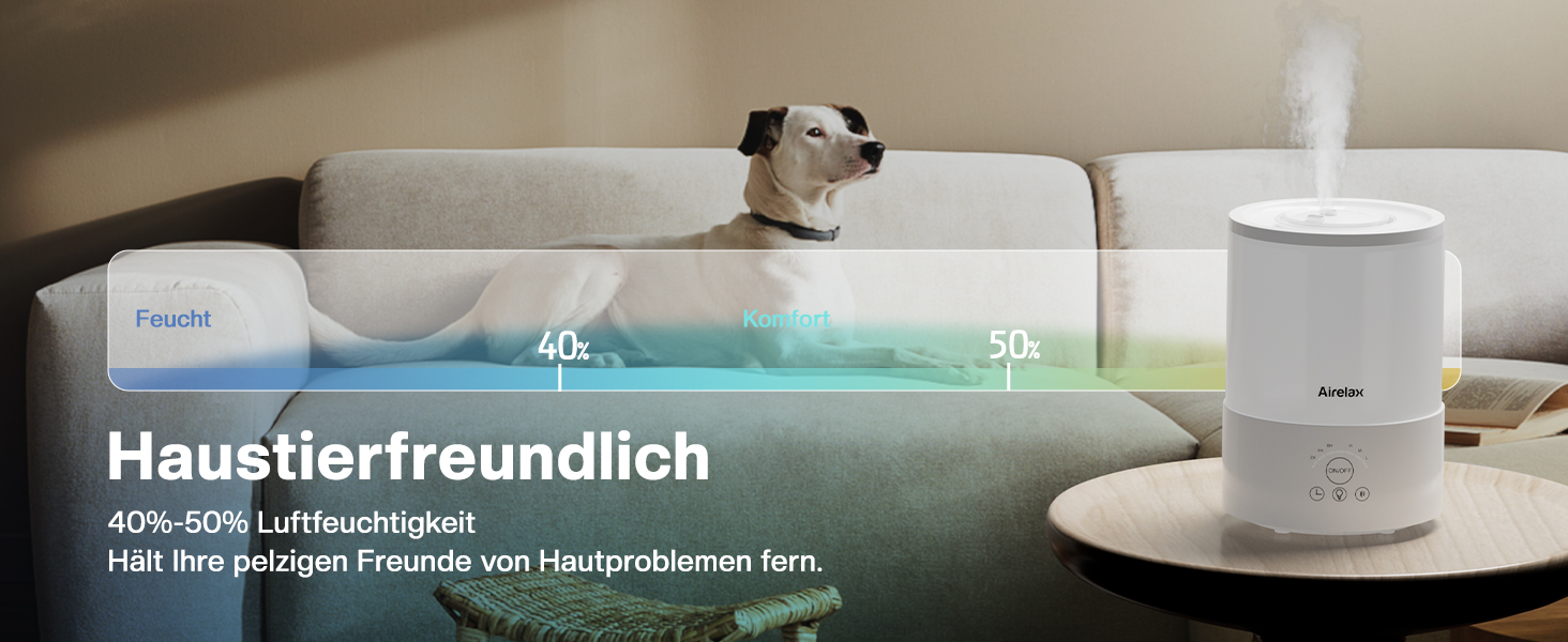 Зволожувач повітря Airelax 2.5л, Ультразвуковий, Зволожувач для спальні з подвійним розпиленням 360°, Тихий (23дБ), Аромадифузор з режимом сну, Автовимкнення