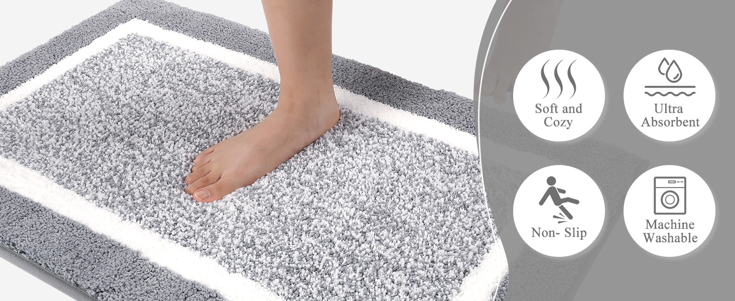 М'який килимок для ванної кімнати Pauwer, комплект з 3 частин: килимок 50x80 см, килимок для туалету 50x60 см, рушник для ванної кімнати, мікрофібра, швидковисихаючий, антиковзаючий, для прання, сірий