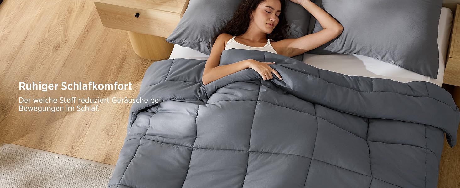 Всесезонна ковдра BEDSURE 240x220 см, стібана ковдра Oeko-TEX, сіра, середньої щільності