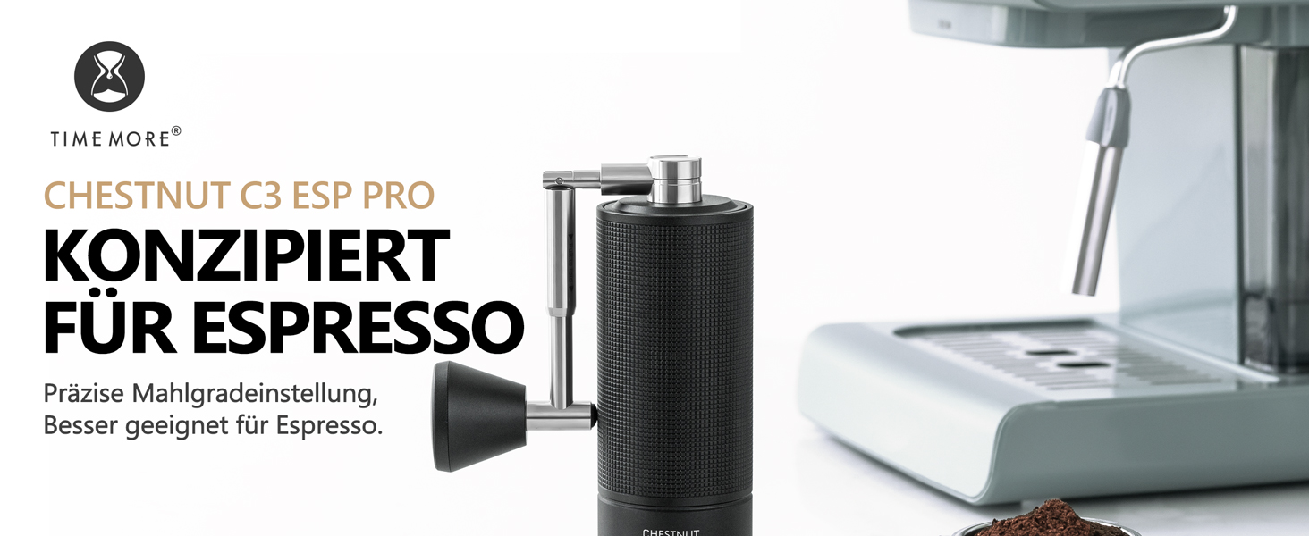 Ручна кавомолка TIMEMORE Chestnut C3 ESP PRO, чорна - для еспресо та френч-прес