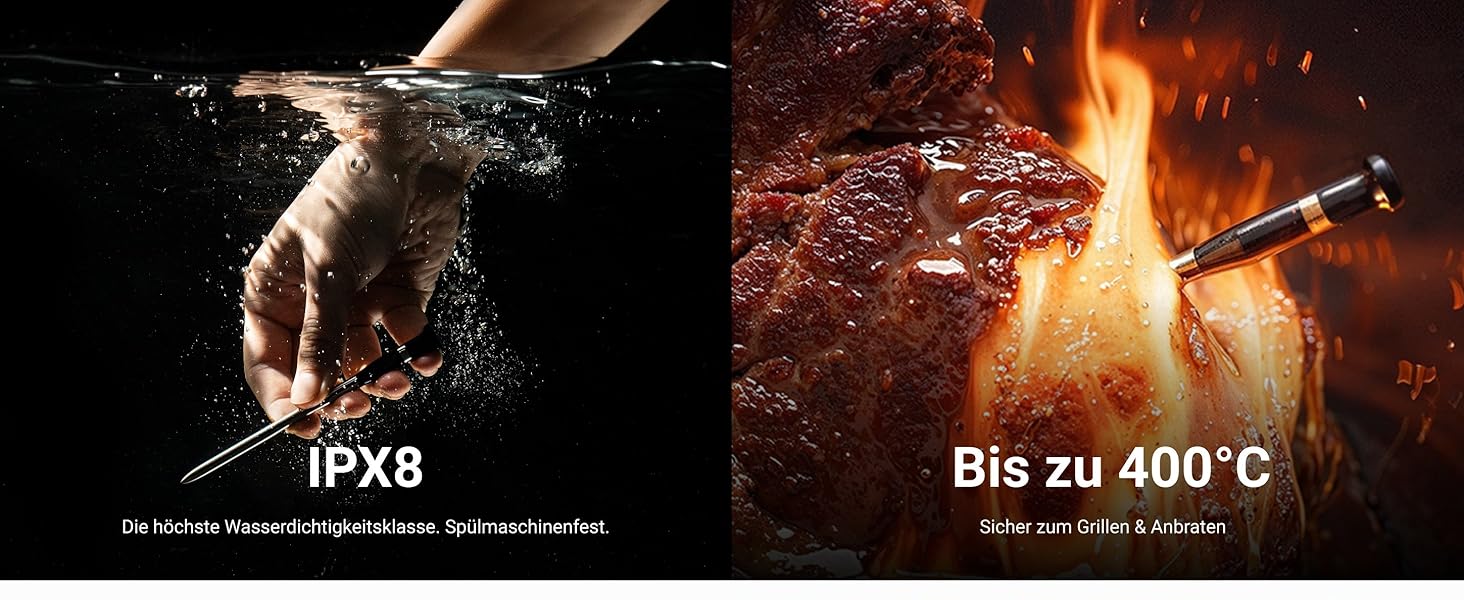 ThermoMaven P2: Розумний термометр для м'яса з Bluetooth 5.3, 6 датчиками, Wi-Fi моніторингом, IPX8 водонепроникність, для гриля, духовки, кухні, фритюрниці (4 зонди)