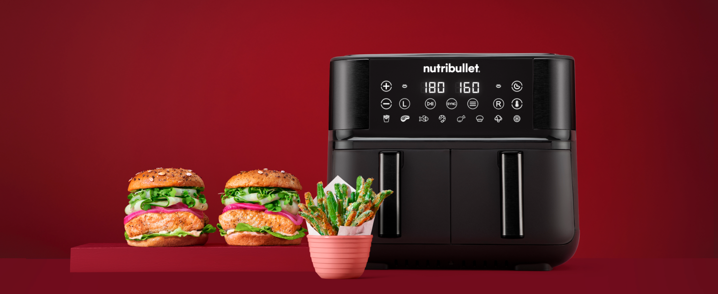 Аерофритюрниця nutribullet Crisplite NBA0611DG, 6Л, 1700Вт, сенсорне керування, 6 програм, без PFAS, чорна матова