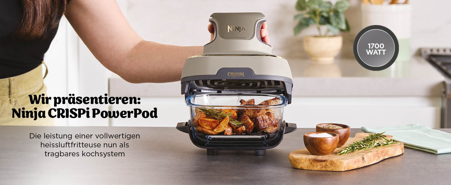 Ninja CRISPi Airfryer – фритюрниця-конвекційна піч, 3.8 л, 4-в-1, 1700 Вт, Stone Gold FN101EUSTGD