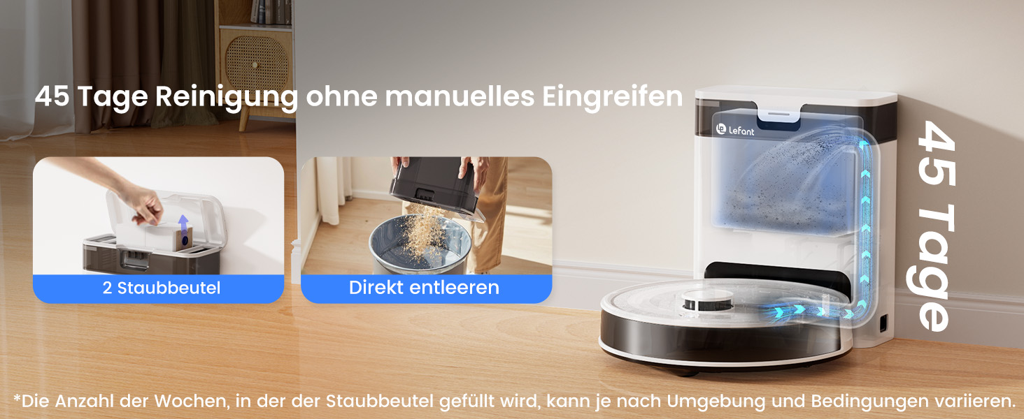 Робот-пилосос LEFANT M2 Plus з картографією, лазерною навігацією, 6000Pa, персоналізованим прибиранням, WiFi/App/Alexa, чорний