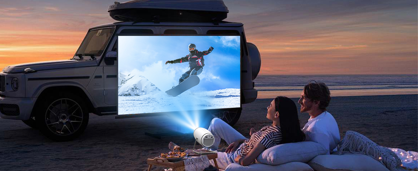 Портативний міні проєктор 4K з Wi-Fi 6 та Bluetooth 5.4: домашній кінотеатр з підтримкою HDMI, USB та PS5