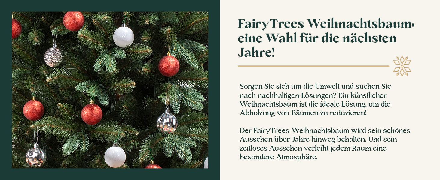 Штучна ялинка FAIRYTREES Nordmann Premium 220 см, білий засніжений сосновий колір, PVC, з натуральними шишками та дерев'яною підставкою