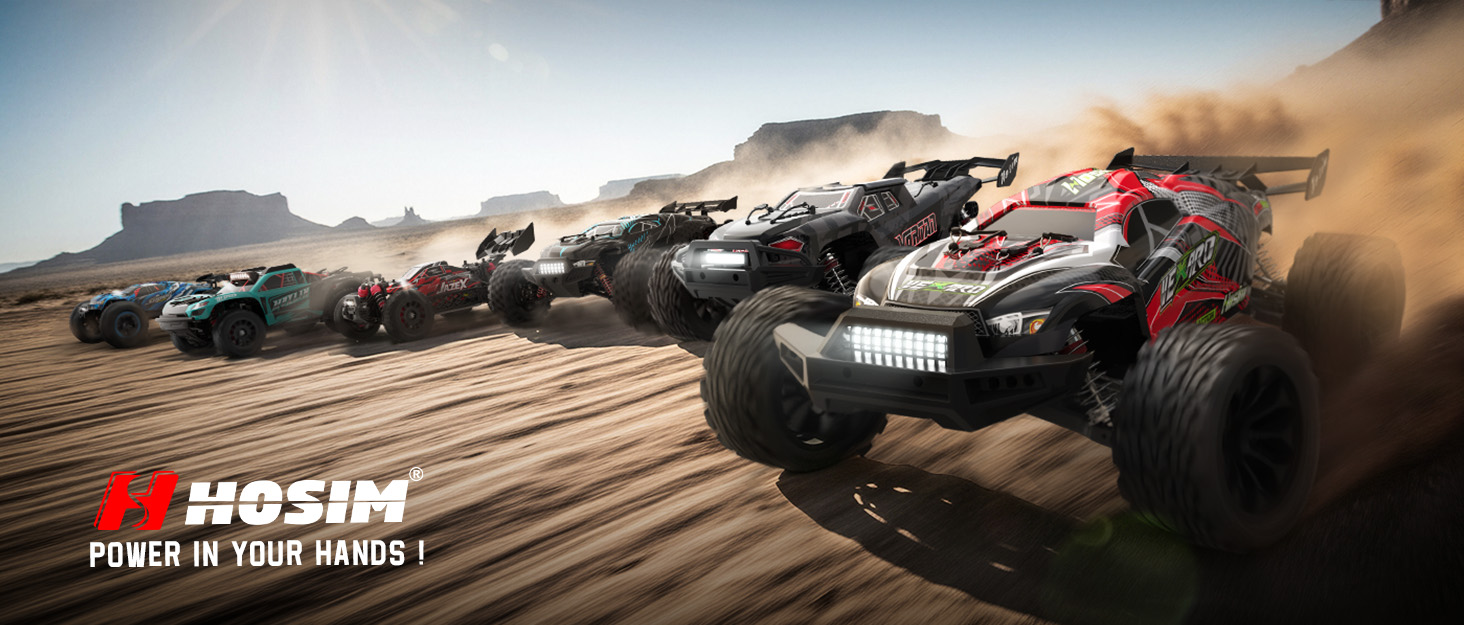 Радіокерований автомобіль Hosim 1:10, 60 км/год, 4WD позашляховик Monstertruck, 2 акумулятори, водонепроникний, для дорослих та дітей від 8 років, чорний