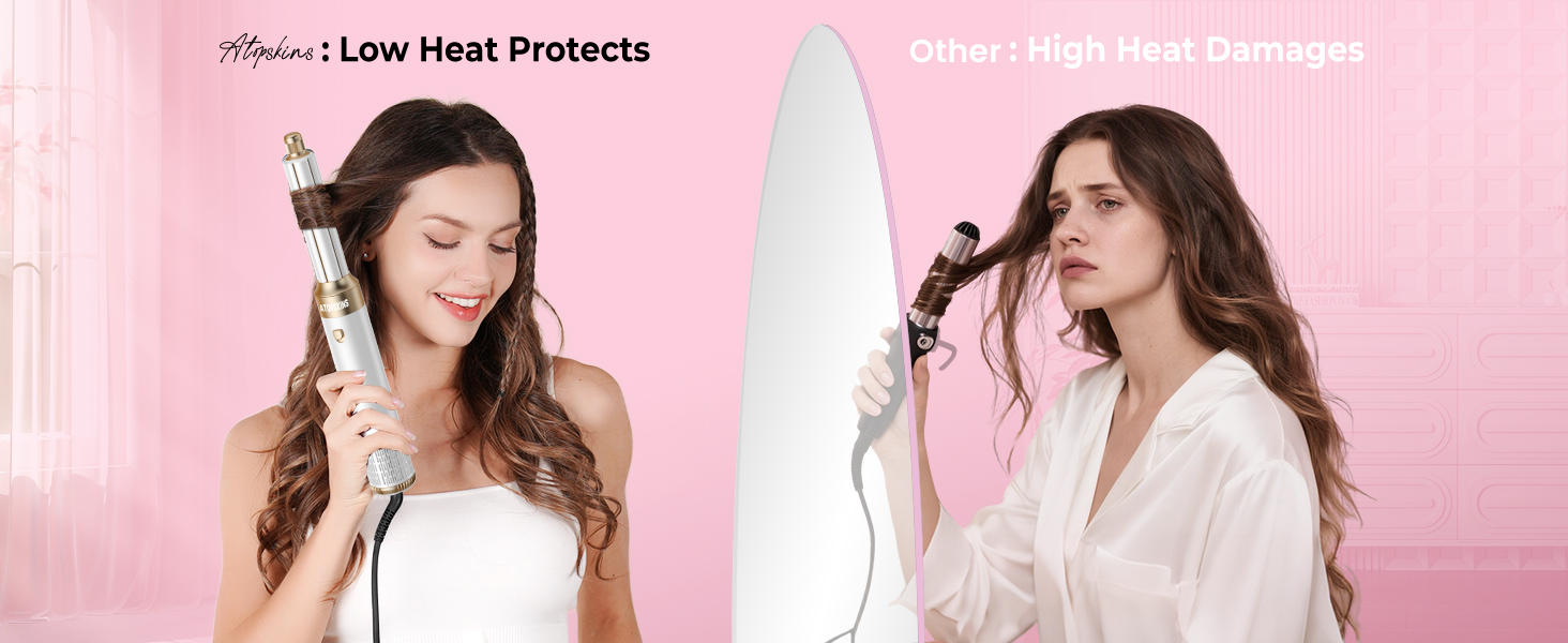 Atopskins Airbrush Haarstyler 5-в-1: Фен-щітка, стайлер для волосся, випрямляч, плойка, об'ємний фен (біло-сірий)