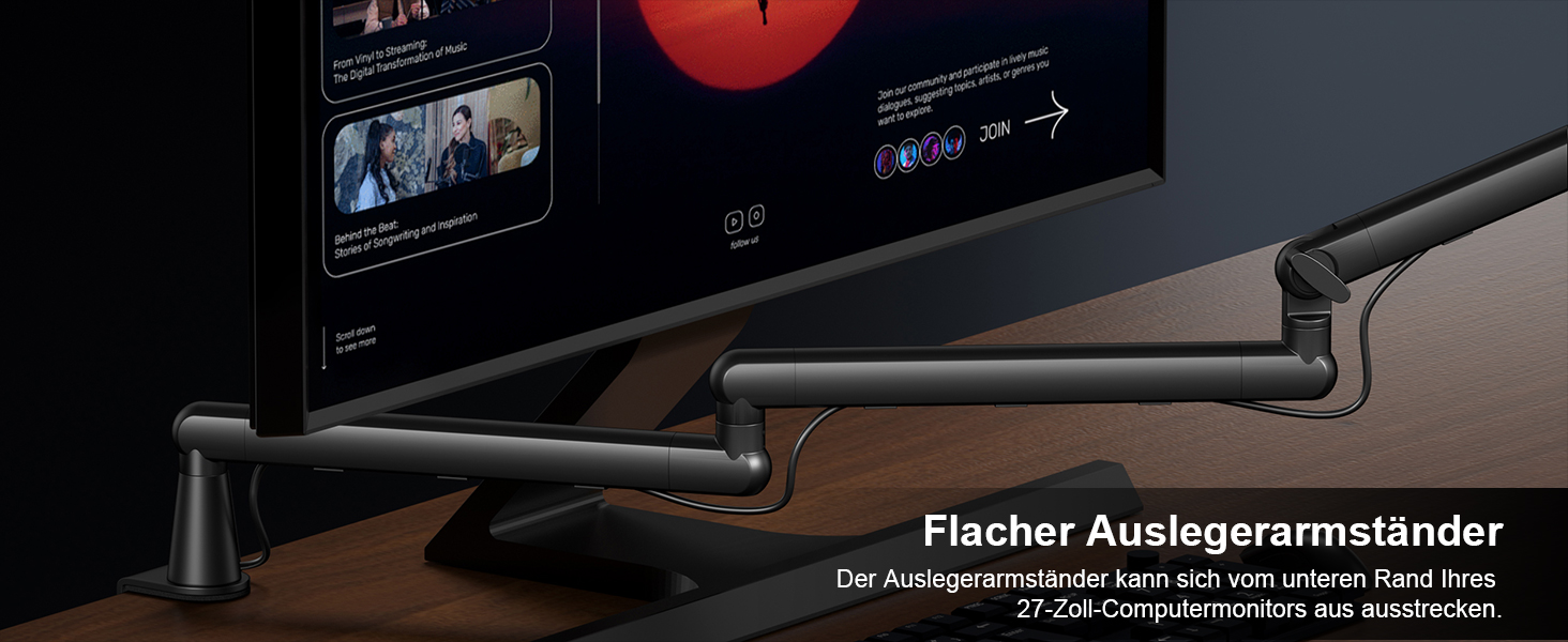 Стрічка-тримач для мікрофона Aokeo AK-55 для столу, низькопрофільна, регульована, сумісна з Aokeo Yeti, Snowball iCE, HyperX QuadCast, Elgato Wave