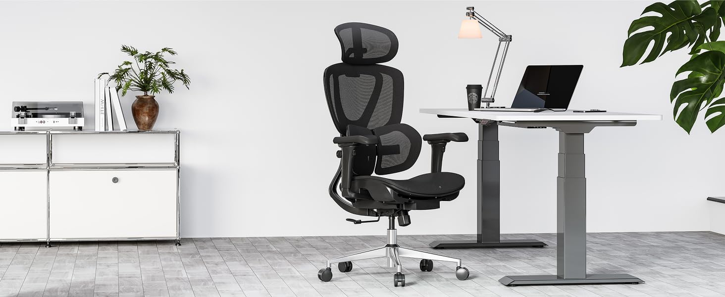 Крісло офісне ергономічне FLEXISPOT з підтримкою попереку, регульованою глибиною сидіння, 3D підлокітниками та нахилом спинки (чорне)