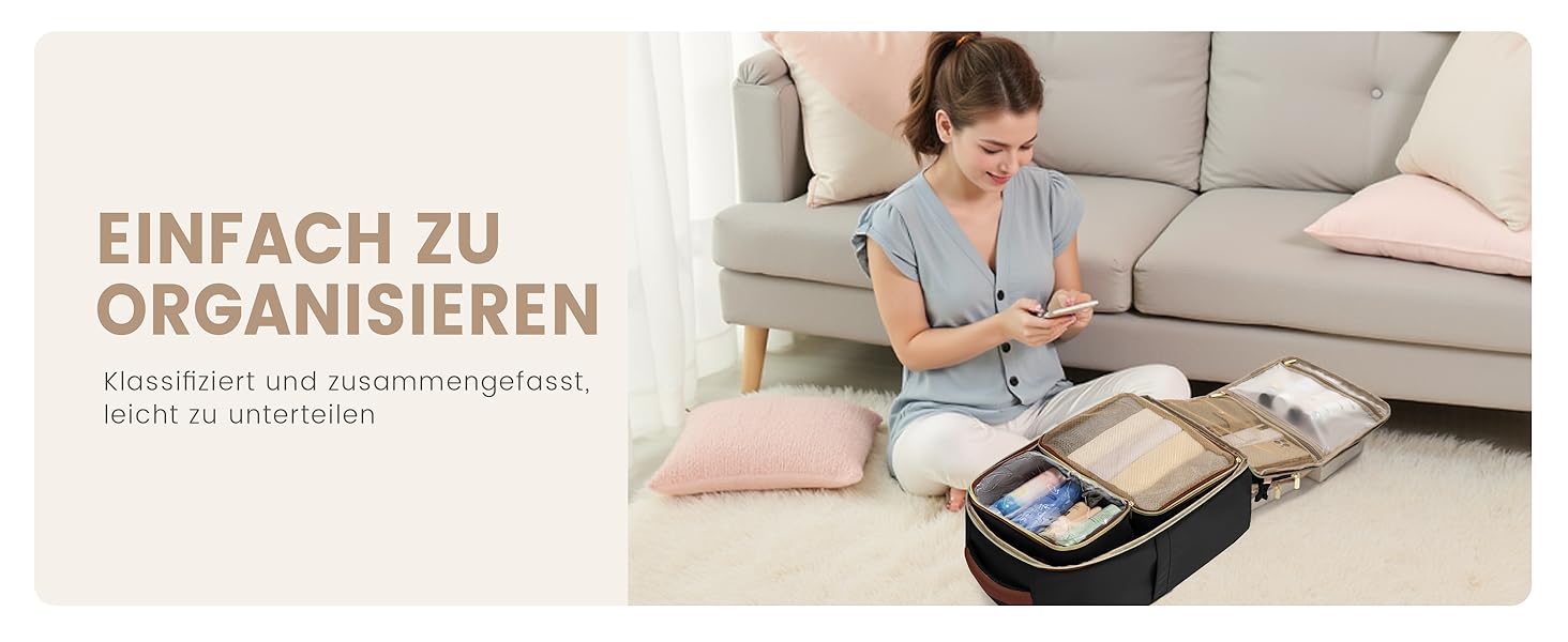 LOVEVOOK Рюкзак ручної поклажі, 40L, для подорожей та бізнесу, водонепроникний, 17.3 дюйми, для жінок, зелено-бежевий (40x20x25 см)