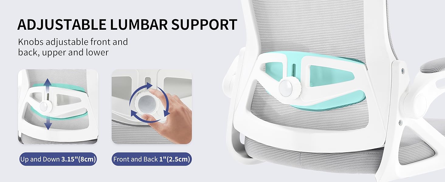 Ергономічне крісло для офісу Fizzin з регульованою поперековою підтримкою, дихаюча сітка, потовщене сидіння, зручне для дому та офісу (Рожевий, Сірий)