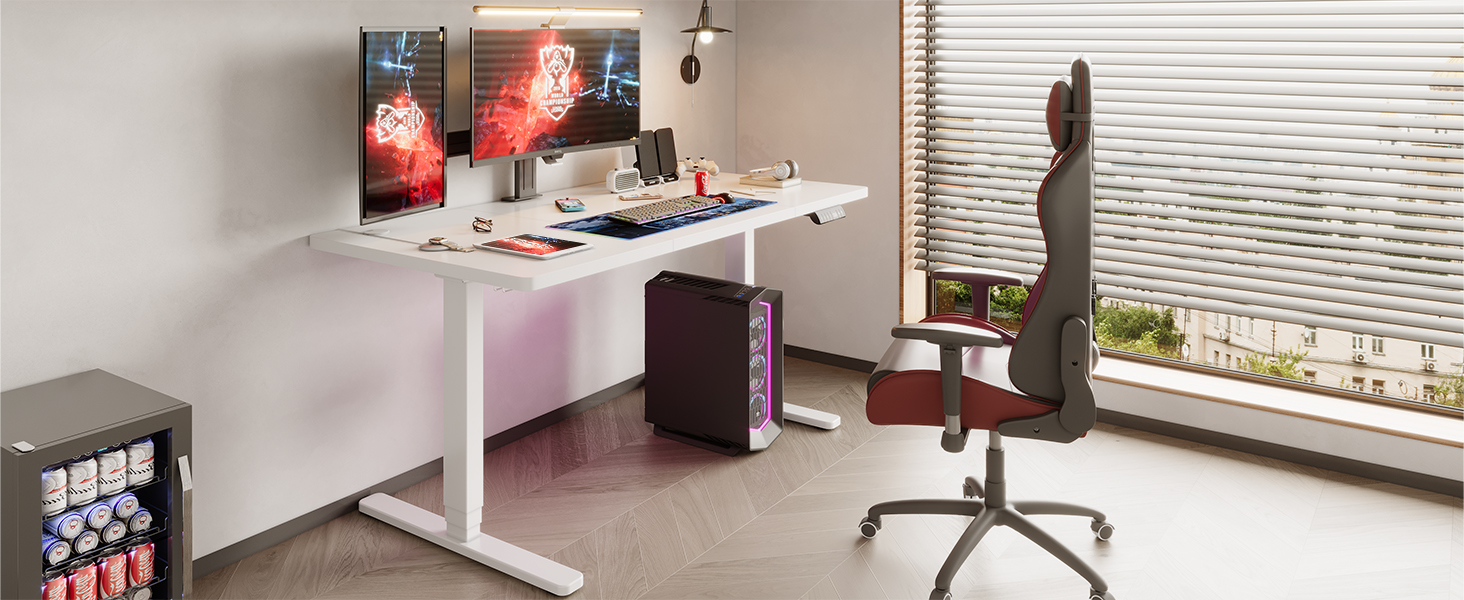 Електричний столовий стіл Devoko з регулюванням висоти, 60-125 см, 3 пам'яті, білий