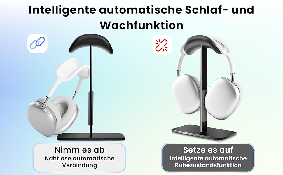 Підставка для навушників AirPods Max, алюміній, чорний, з режимом сну, антиковзаюча, захист від подряпин