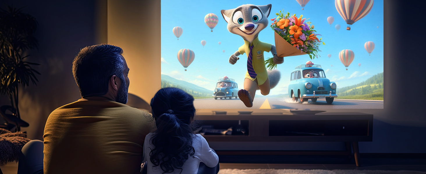 Міні-проектор Video-Beamer 4K/1080p Full HD з Wi-Fi 6, Bluetooth 5.2 та автоматичною корекцією трапеції. Підходить для Android, Netflix, PS5, HDMI, USB.