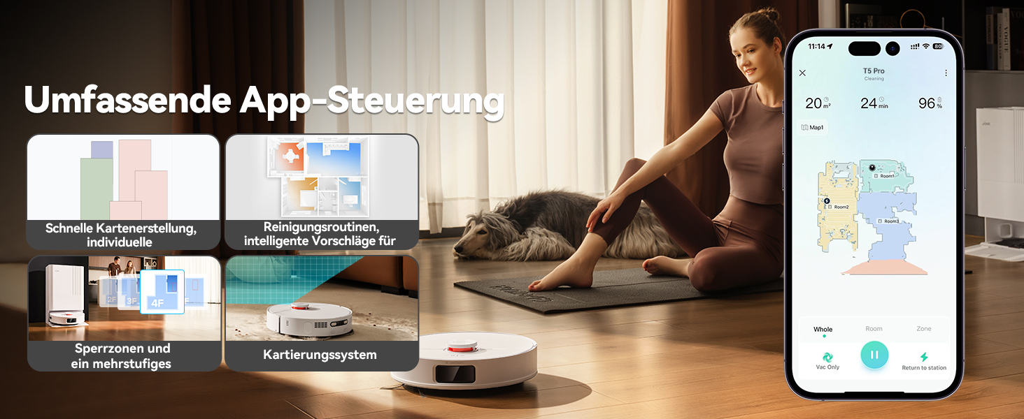 Робот-пилосос JONR T5 Pro з функцією миття, 8150Pa потужність всмоктування, сушка гарячим повітрям, антизаплутана бокова щітка, уникнення перешкод, LiDAR-навігація, док-станція All-in-One