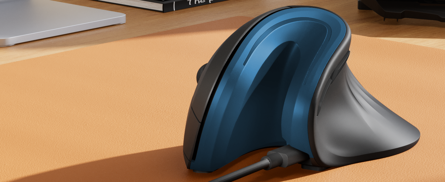 ProtoArc EM11 NL Вертикальна миша, бездротова, заряджається, Bluetooth+USB, для комп'ютера, iPad, Mac, Windows - Чорний/Зелений (Blue)