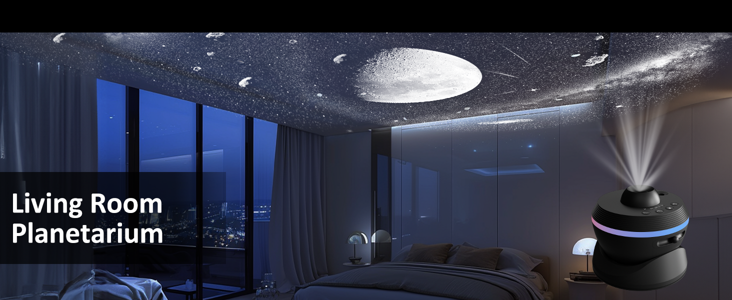 Проєктор зоряного неба VanSmaGo 8-го покоління Sternenhimmel Galaxy: Планетарій, нічник HD з обертанням 360° та таймером (білий)