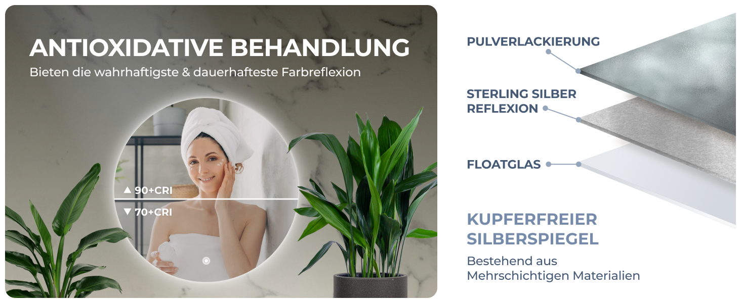 Дзеркало для ванної кімнати BR Bringer LED Round 80см з підсвічуванням, антизапарюванням, димуванням, 3 кольори світла, сенсорне управління та функція пам'яті (BRRS201)