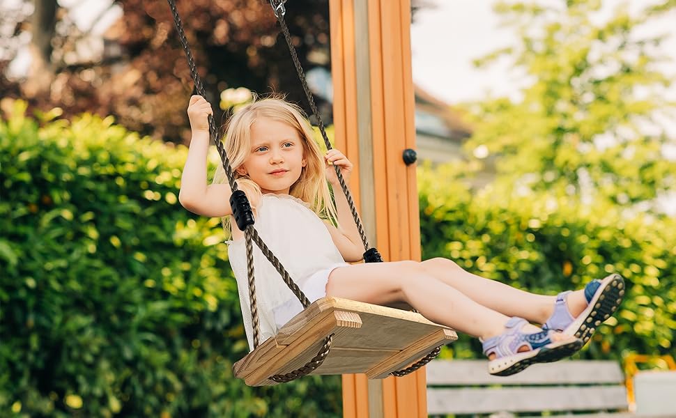 Шовковий крісло-гойдалка KINSPORY з регульованим канатом, для дому та саду, до 130 кг, світло-коричневий