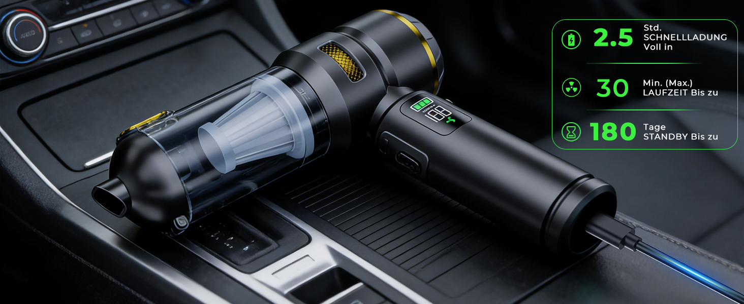 Акумуляторний ручний пилосос HOVIN для авто та дому, потужність 24000 Па, 3 режими роботи, бездротовий, чорно-золотий