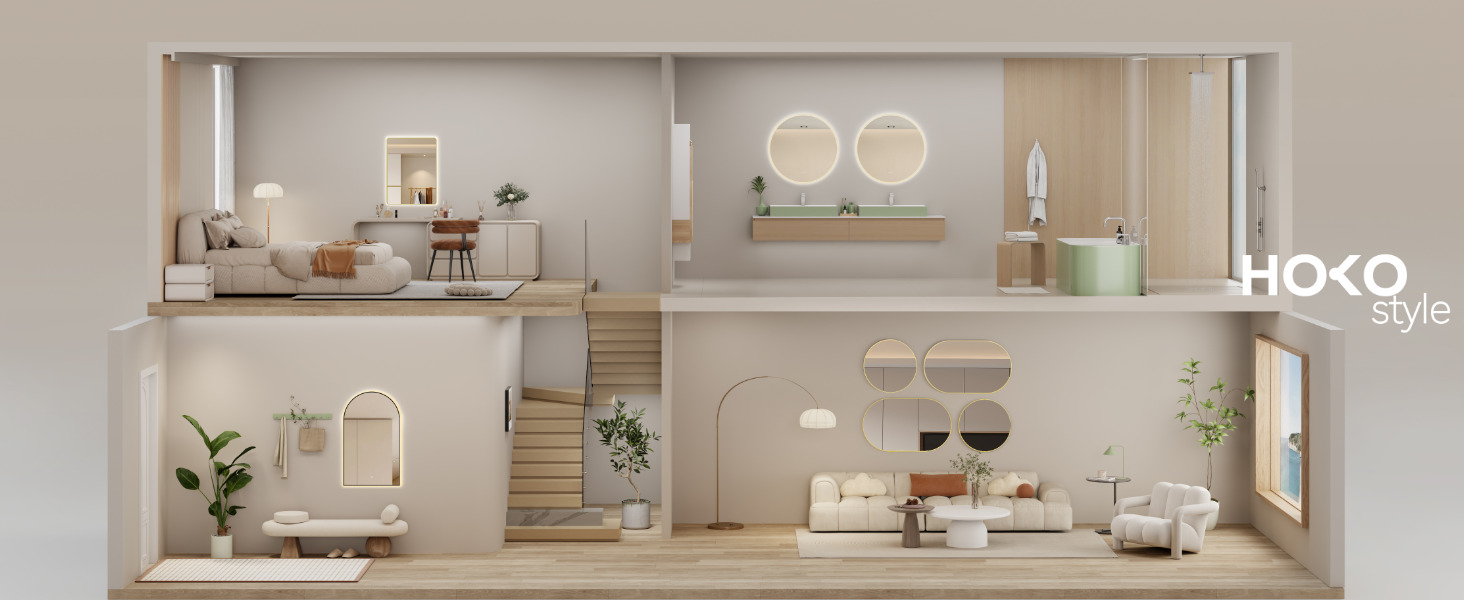 Дзеркало настінне овальне HOKO Design 45x75 см з металевим каркасом матовий чорний. Можлива вертикальна та горизонтальна установка. Для ванної кімнати, коридору, спальні.