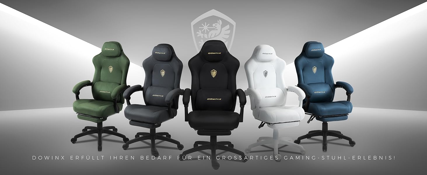 Ігровий крісло Dowinx з регульованою висотою масажного поперекового підтримувача, ергономічний дизайн, м'яка мікрофібра велюр, посилене сидіння, підголовник та підніжка в комплекті, регулювання на 155°, (Білий, Титан)