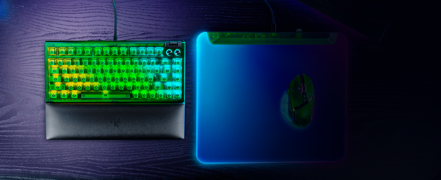 Механічна ігрова клавіатура Razer BlackWidow V4 75% з RGB підсвічуванням та Hot-swap - Оранжеві тактильні перемикачі, US Layout, Phantom Green Edition