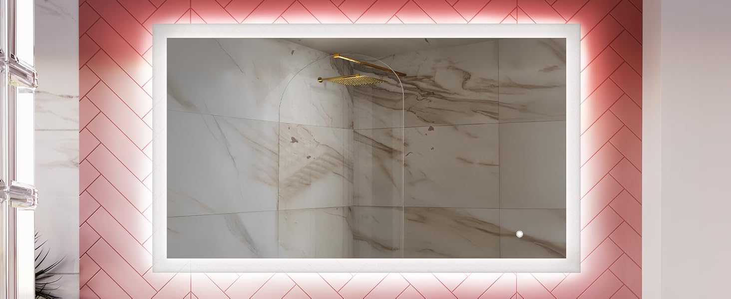 Дзеркало для ванної кімнати з підсвічуванням FORAM - LED дзеркало 120x70 см - Без рамки - Сучасний дизайн - Індивідуальне замовлення