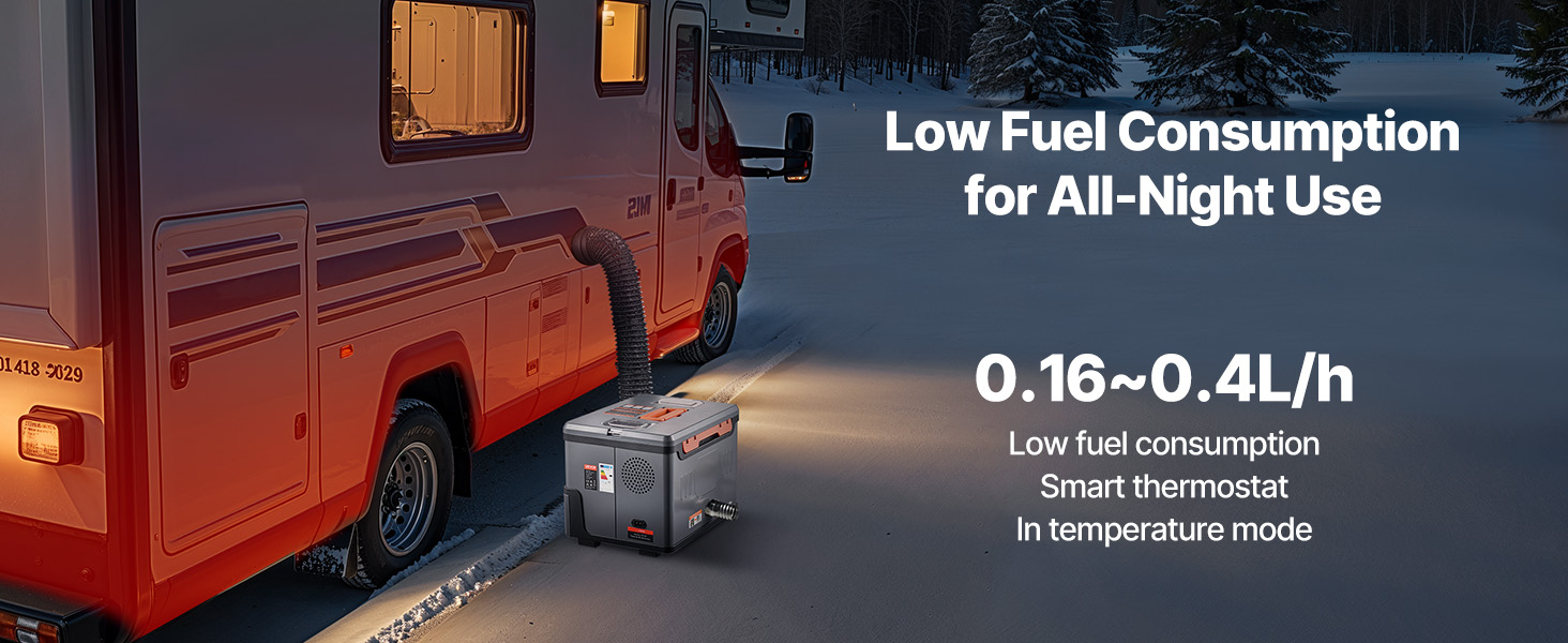 Дизельний опалювач VEVOR 8 кВт, 12/24V, портативний, з Bluetooth, пультом ДУ та LCD, 5л бак, для вантажівок та автодому