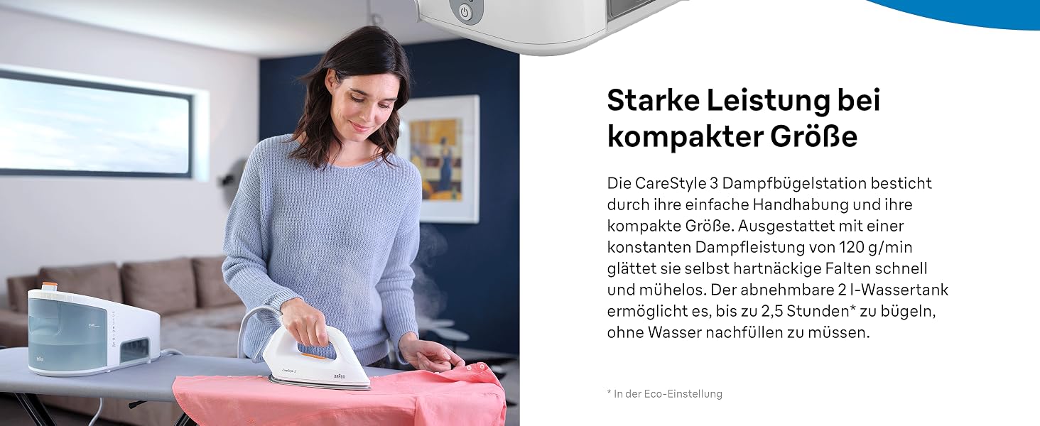 Парова станція Braun CareStyle 3 IS 3132 WH з підошвою FreeGlide 3D, тиск 6 бар, резервуар 2 л, 2400 Вт, білий/помаранчевий