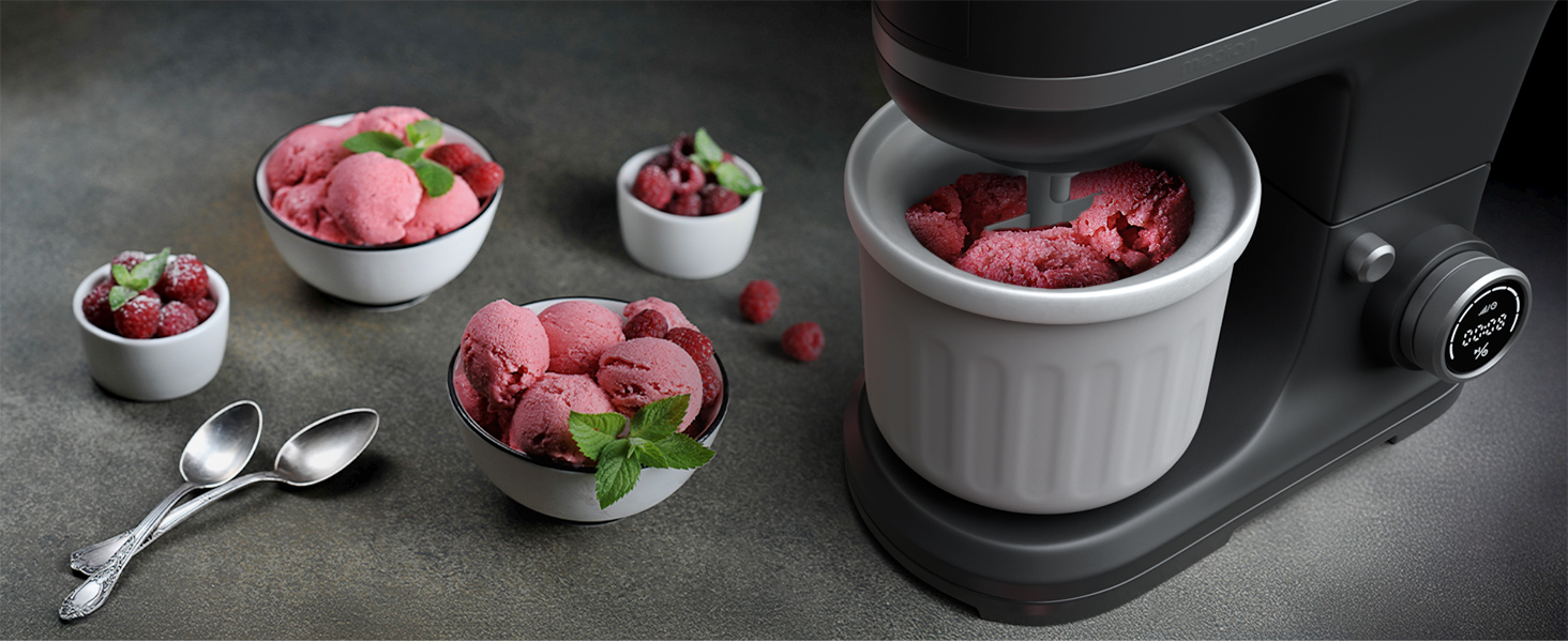 Кухонна машина MEDION MD18430: 3 в 1 (міксер, м'ясорубка, кухонний комбайн), 5 л чаша з нержавіючої сталі, 1200 Вт, цифровий дисплей, чорний