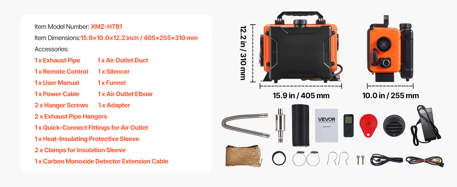 Дизельний опалювач VEVOR 8 кВт 12/24 В з пультом керування та LCD-дисплеєм, 4.5 л, для вантажівок та автодому