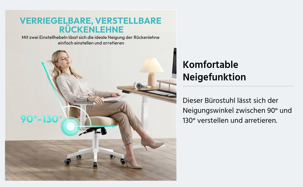 Ергономічний офісний стілець Yaheetech з підголівником та підтримкою попереку, дихаюча сітка, S-подібна спинка, обертовий стілець для комп'ютера (Бежевий)