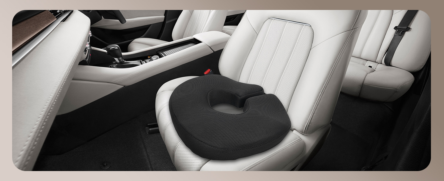 Ортопедична подушка-кільце Feagar: регульований ергономічний подушка-пончик для копчика, геморою та післяпологового відновлення, підходить для авто, офісного крісла та візка, чорна, великий розмір (90-140 кг)