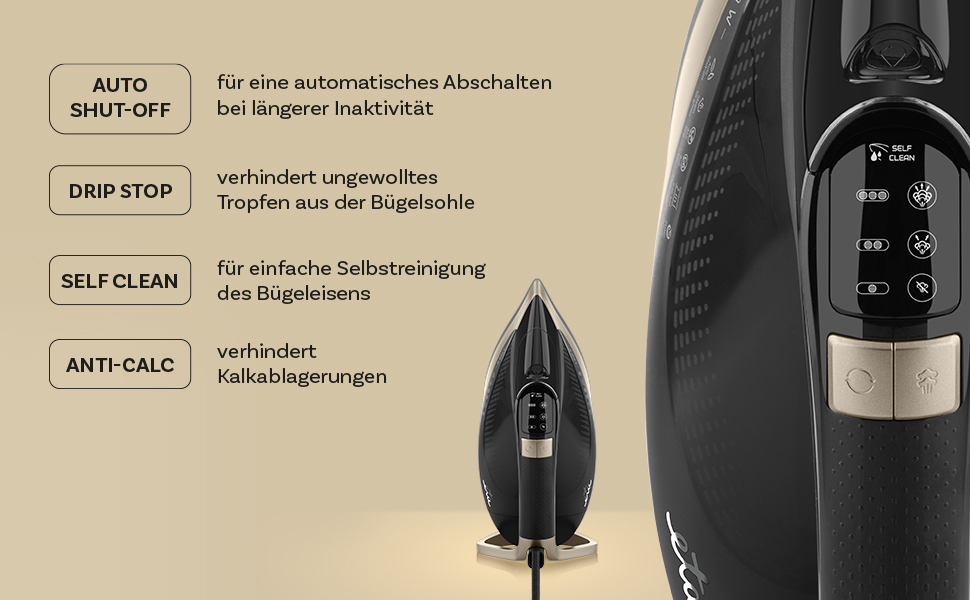 Праска ETA Super Steam II I 3000 Вт з керамічною підошвою, 200 г/хв, Anti-Kalk, 450 мл, 3 м, автовимкнення