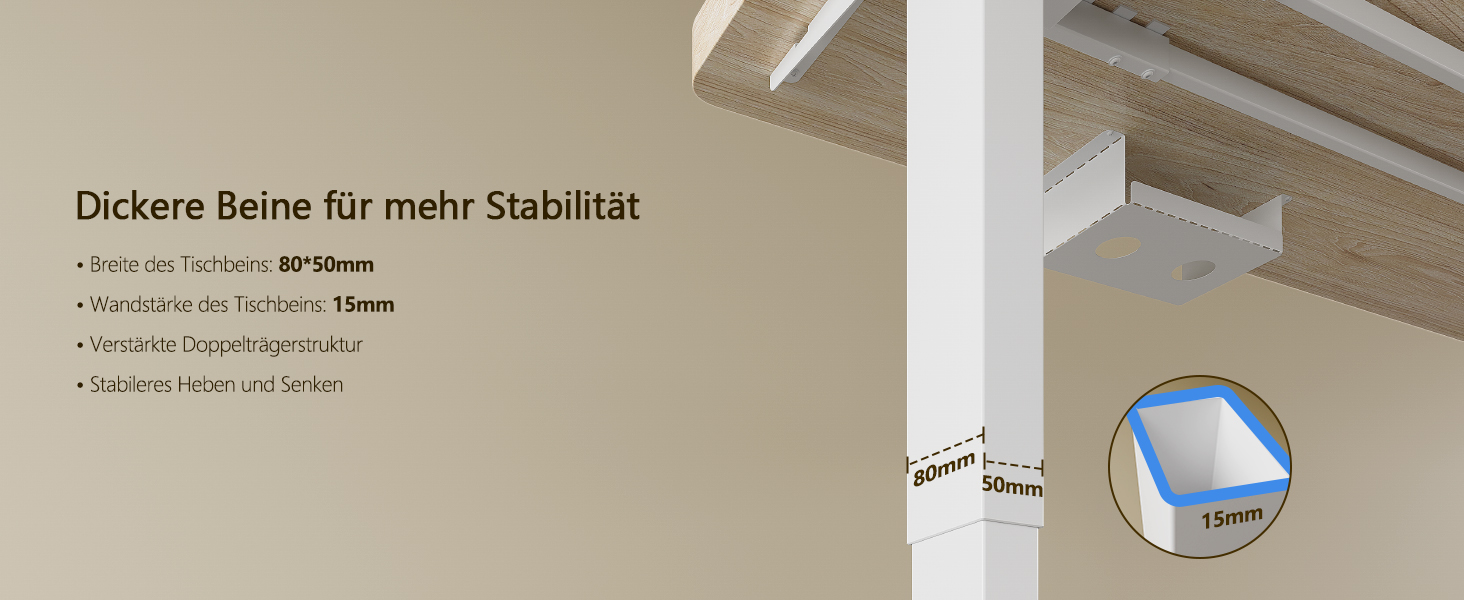 Регульований стіл, 160x80 см, електричний стоячий стіл з подвійним мотором, сенсорна панель, USB-A, кабелеуправління, стільниця 25 мм, ергономічний офісний стіл, білий